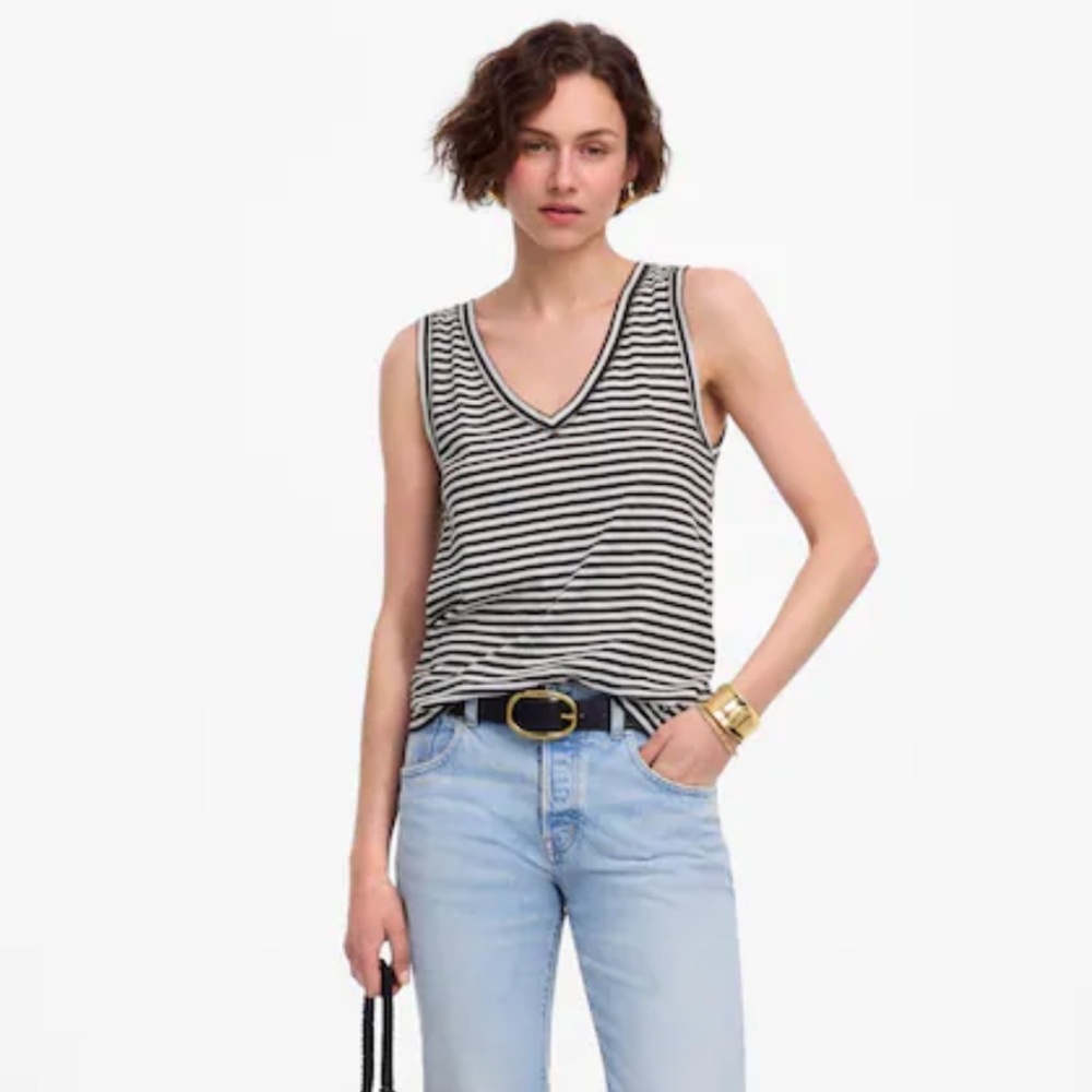 Madewell Striped Slub Relaxed V-Neck Tank Medium